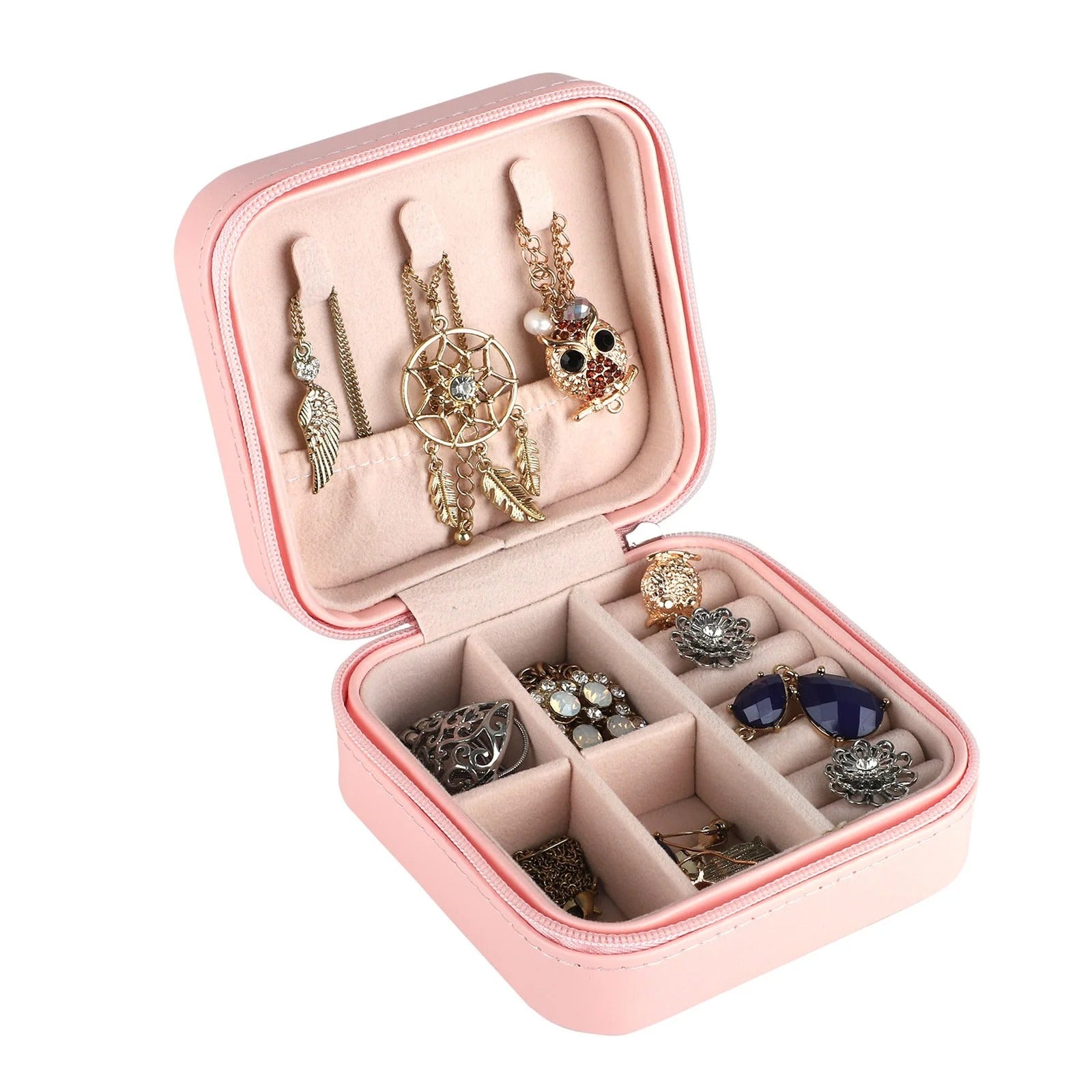 Portable Jewelry Storage Box – Leather Travel Organizer Case