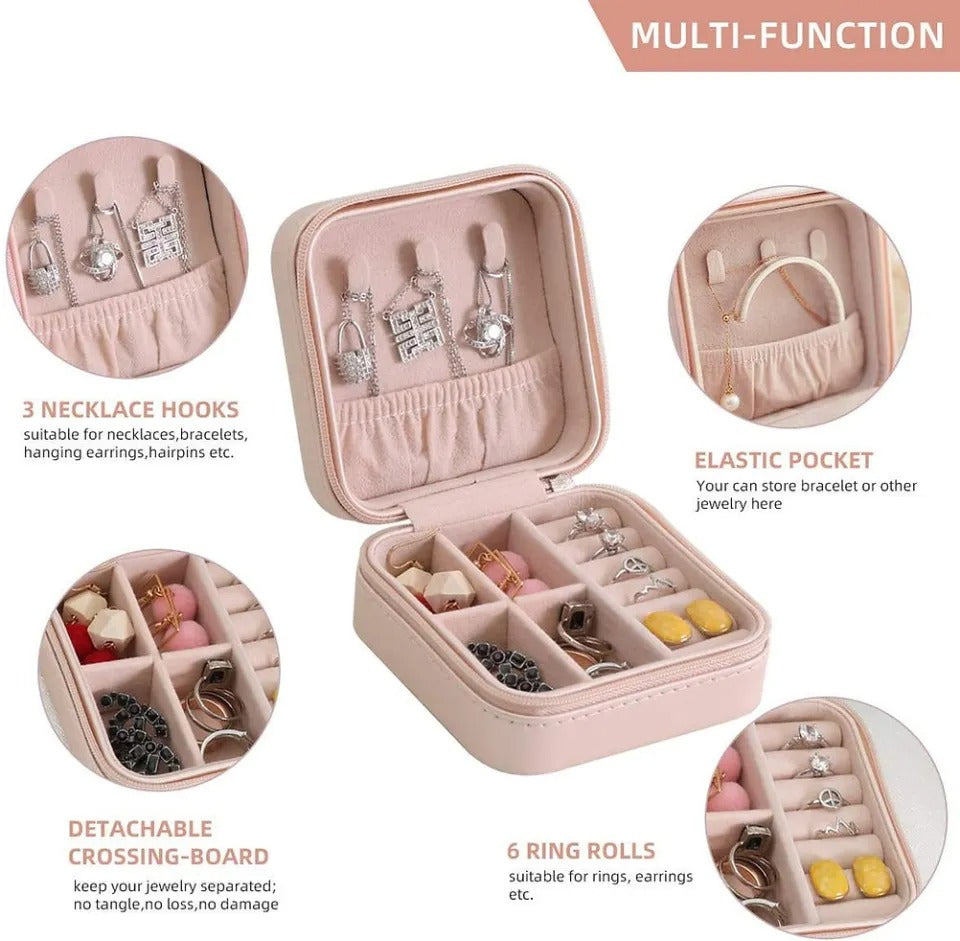 Portable Jewelry Storage Box – Leather Travel Organizer Case