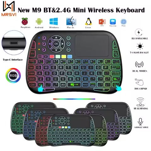 M9 Mini Wireless Keyboard – Air Mouse with Backlit Touchpad