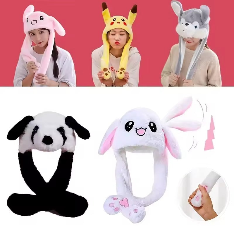 Jumping Rabbit Earmuff Hat – Plush Moving Ear Cap