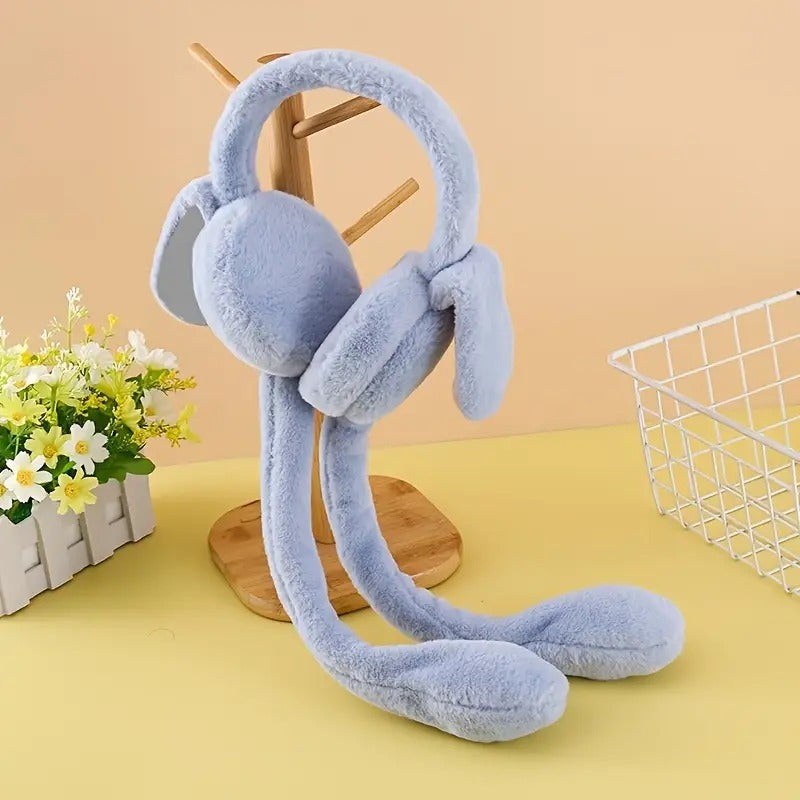 Jumping Rabbit Earmuff Hat – Plush Moving Ear Cap