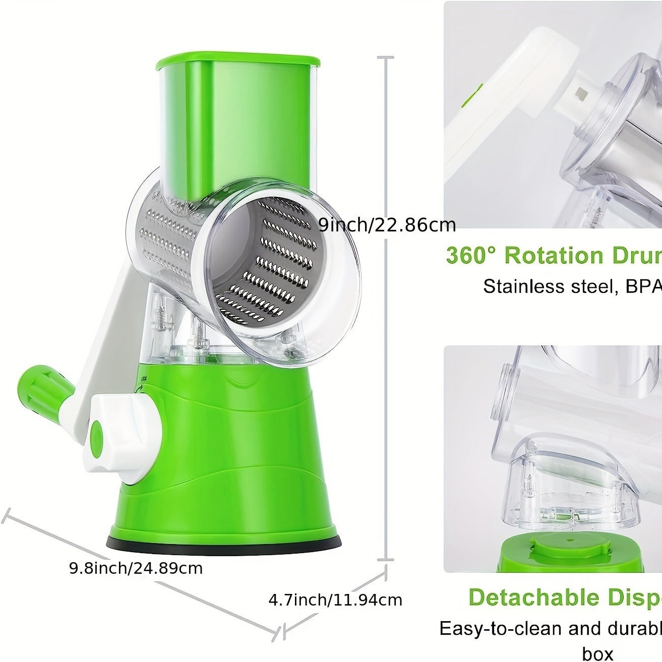 3-in-1 Manual Vegetable Cutter – Multifunction Drum Slicer & Grater