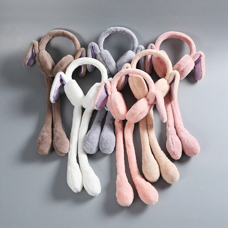 Jumping Rabbit Earmuff Hat – Plush Moving Ear Cap