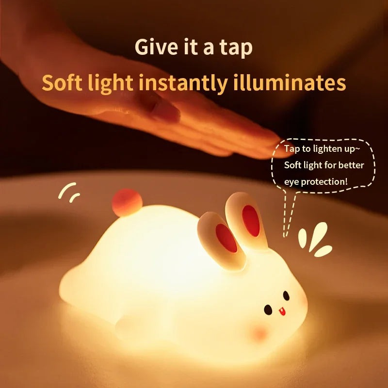 Cute Rabbit Silicone Night Lamp – Soft Touch LED Ligh