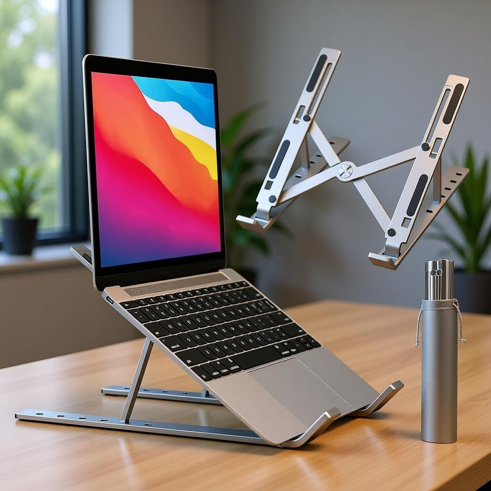 Speed-X Adjustable Aluminium Laptop Stand – Foldable 6-Angle Holder
