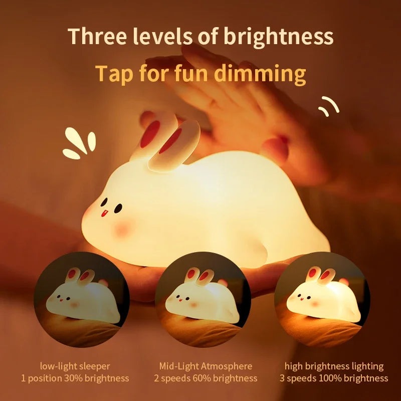 Cute Rabbit Silicone Night Lamp – Soft Touch LED Ligh