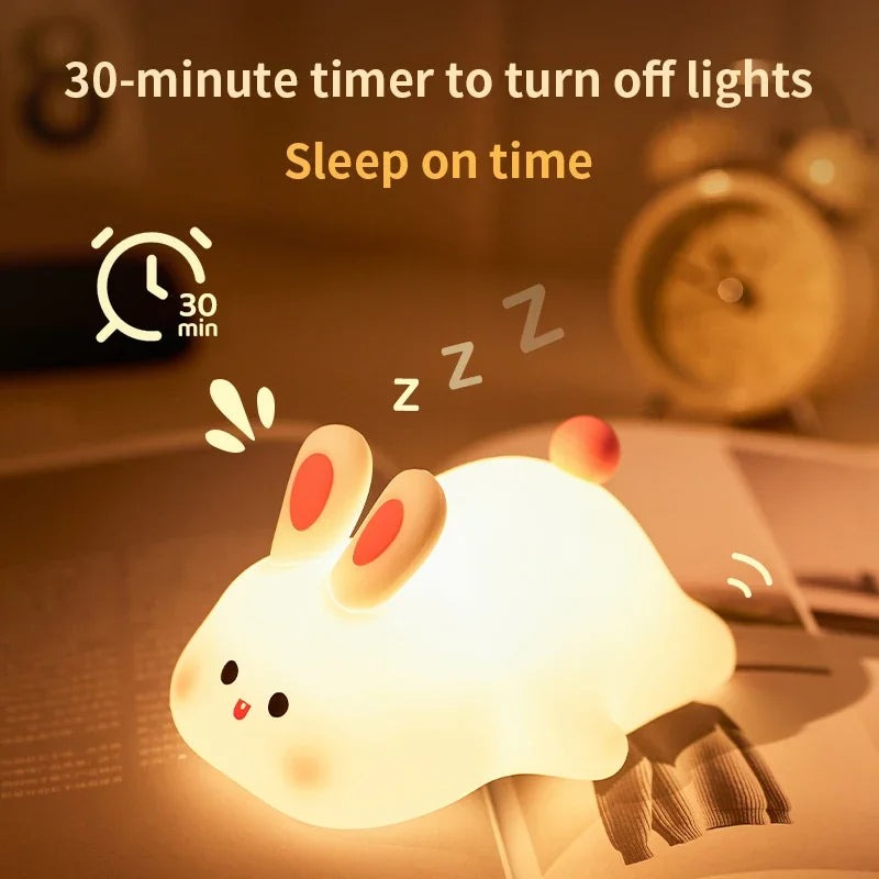 Cute Rabbit Silicone Night Lamp – Soft Touch LED Ligh