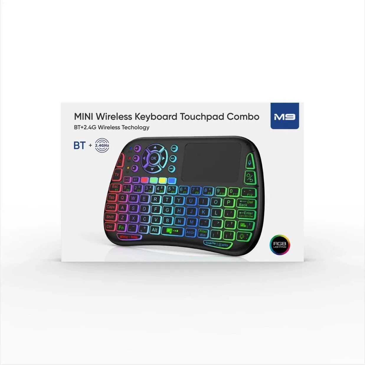 M9 Mini Wireless Keyboard – Air Mouse with Backlit Touchpad