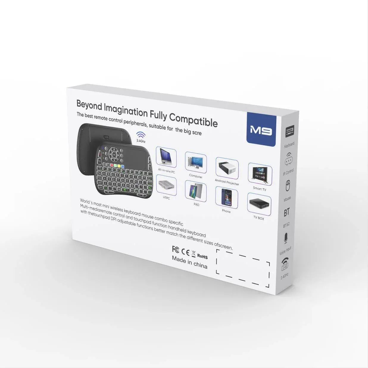 M9 Mini Wireless Keyboard – Air Mouse with Backlit Touchpad
