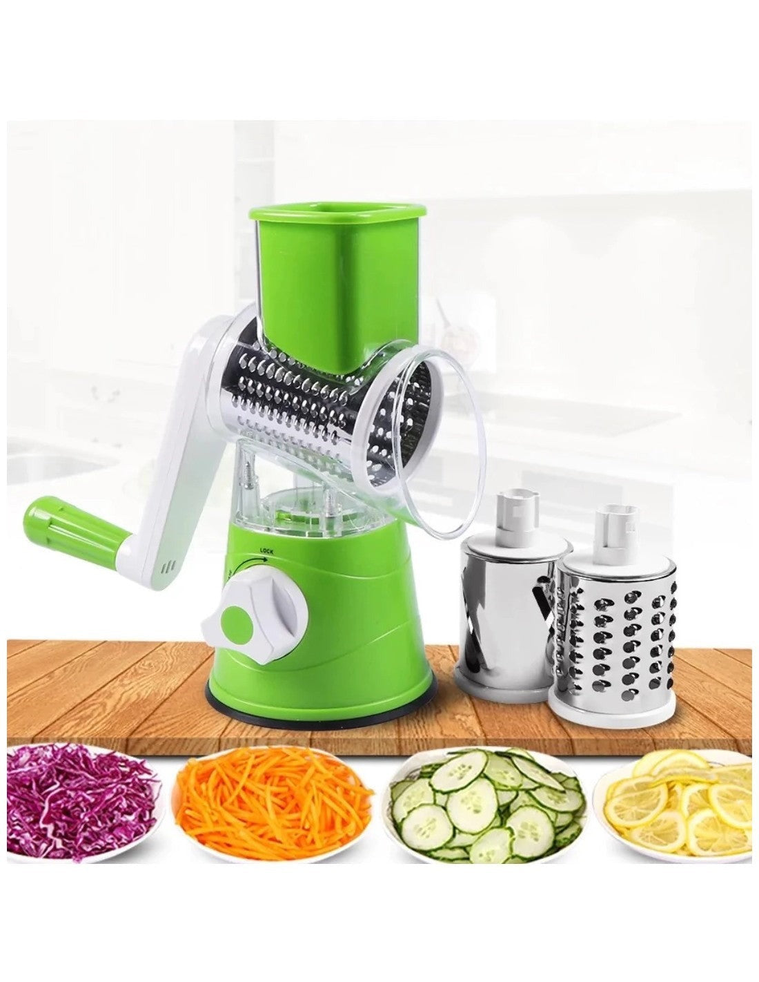 3-in-1 Manual Vegetable Cutter – Multifunction Drum Slicer & Grater