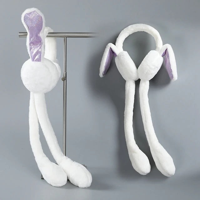 Jumping Rabbit Earmuff Hat – Plush Moving Ear Cap