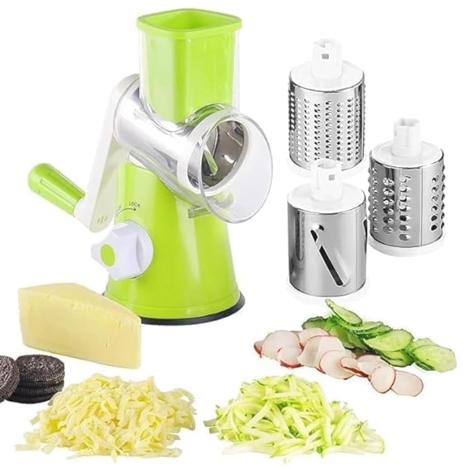 3-in-1 Manual Vegetable Cutter – Multifunction Drum Slicer & Grater